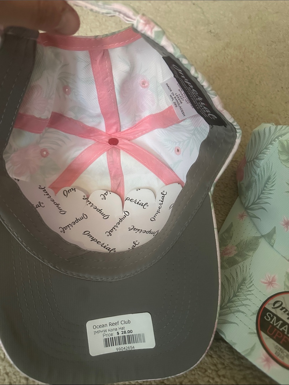 Imperial Floral UPF 60+ Sun Cap - Pink and Mint - Picture 3 of 10